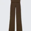 Folded Waist Flared Yoga Tights – Dark Brown Folded Waist Flared Yoga Tights – Dark Brown