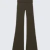 Folded Waist Flared Yoga Tights – Dark Brown Folded Waist Flared Yoga Tights – Dark Brown