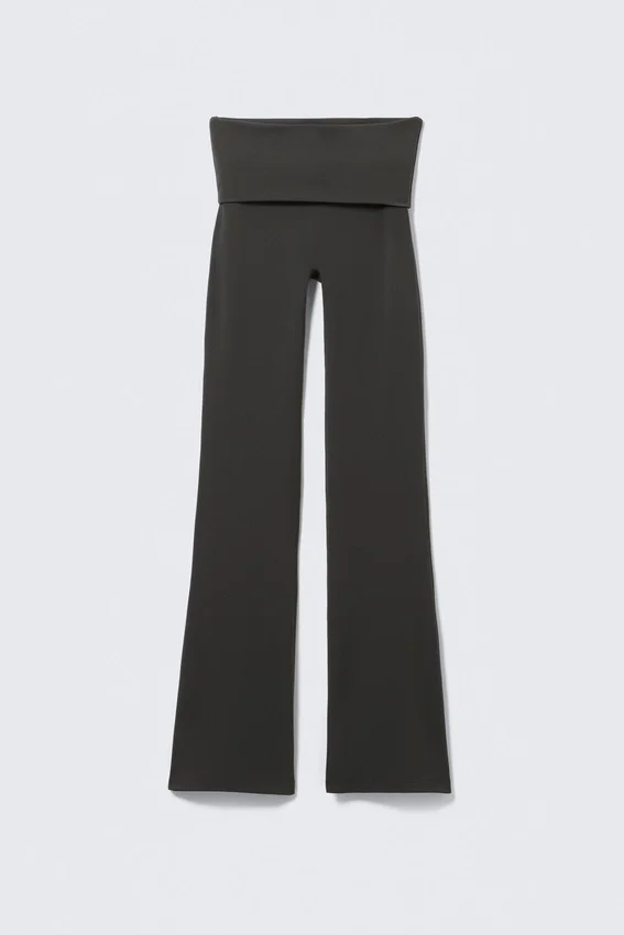 Folded Waist Flared Yoga Tights – Dark Grey Folded Waist Flared Yoga Tights – Dark Grey