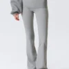 Folded Waist Flared Yoga Tights – Light Dusty Grey Folded Waist Flared Yoga Tights – Light Dusty Grey