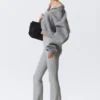Folded Waist Flared Yoga Tights – Light Dusty Grey Folded Waist Flared Yoga Tights – Light Dusty Grey
