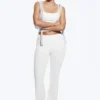 Folded Waist Flared Yoga Tights – White Folded Waist Flared Yoga Tights – White