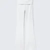 Folded Waist Flared Yoga Tights – White Folded Waist Flared Yoga Tights – White