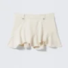 Frayed Asymmetric Mini Twill Skirt – Off-White Frayed Asymmetric Mini Twill Skirt – Off-White