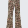 Frayed Low Waist Twill Trousers – Paisley Patterned