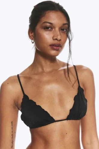 Frill Bikini Top – Black