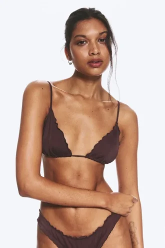 Frill Bikini Top – Dark Red