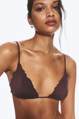 Frill Bikini Top – Dark Red