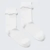 Frill Trim Crew Socks – White Frill Trim Crew Socks – White
