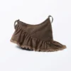 Frilled Cotton Canvas Handbag – Washed Dark Brown Frilled Cotton Canvas Handbag – Washed Dark Brown