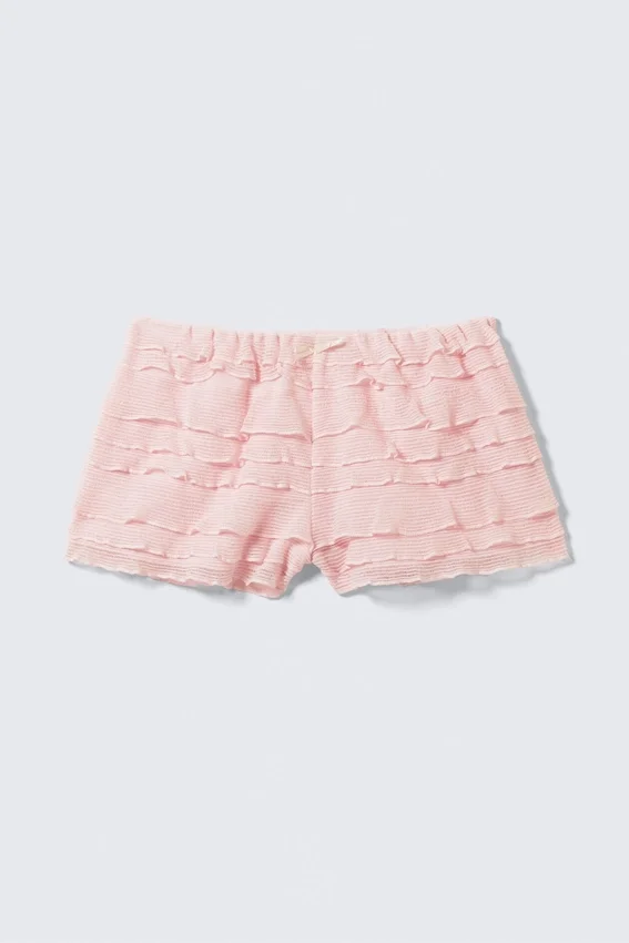 Frilled Lace Mini Shorts – Light Pink Frilled Lace Mini Shorts – Light Pink