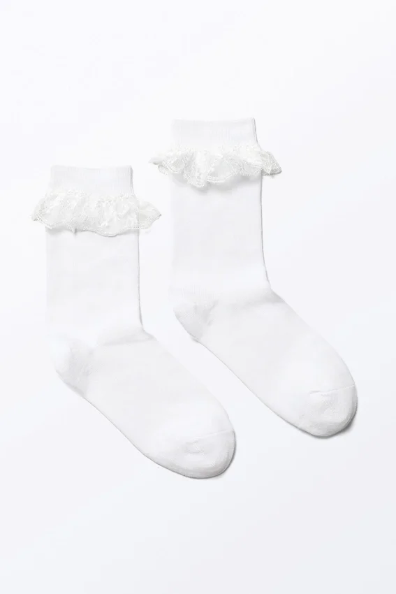 Frilled Lace Socks – White Frilled Lace Socks – White