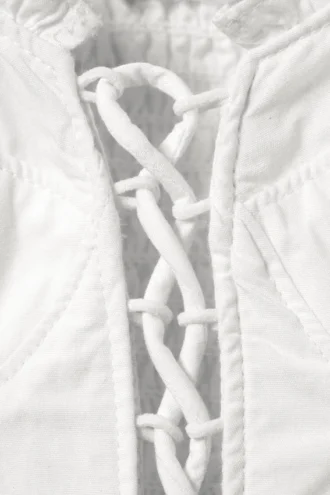 Frilled Lace-Up Corset Top – White