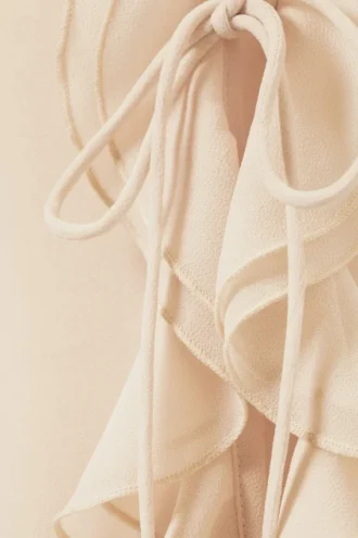 Frilled Long-Sleeved Blouse – Beige