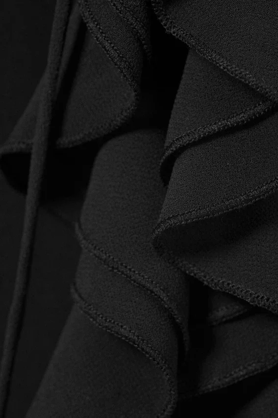 Frilled Long-Sleeved Blouse – Black Frilled Long-Sleeved Blouse – Black