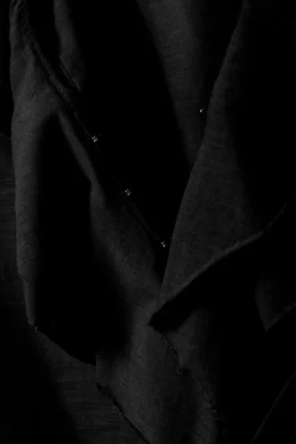 Frilled Long-Sleeved Wrap Blouse – Black