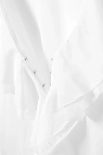 Frilled Long-Sleeved Wrap Blouse – White Frilled Long-Sleeved Wrap Blouse – White