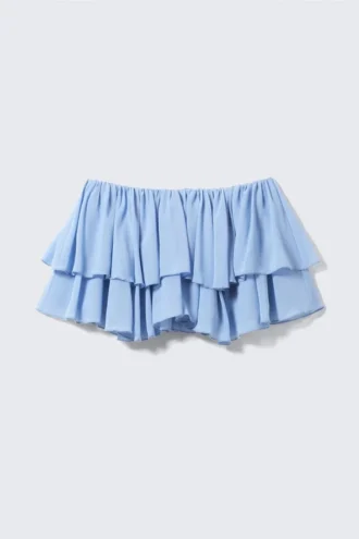 Frilled Mini Skirt – Light Blue