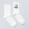 Frilled Printed Socks – White – Cat Print Frilled Printed Socks – White – Cat Print