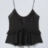 Frilled Strap Top – Black Frilled Strap Top – Black