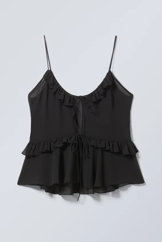Frilled Strap Top – Black Frilled Strap Top – Black