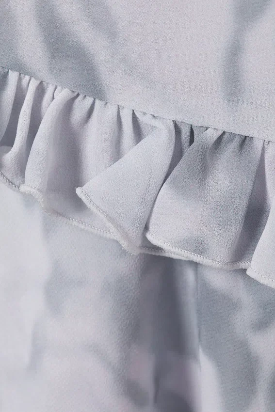 Frilled Strap Top – Dusty Grey – Clouded Marble Frilled Strap Top – Dusty Grey – Clouded Marble