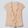 Frilled Tie-Front Top – Beige Frilled Tie-Front Top – Beige