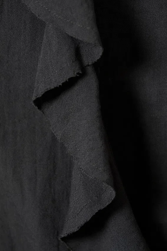 Frilled Tie-Front Top – Dark Grey Frilled Tie-Front Top – Dark Grey