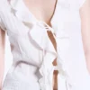Frilled Tie-Front Top – White Frilled Tie-Front Top – White