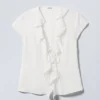 Frilled Tie-Front Top – White Frilled Tie-Front Top – White