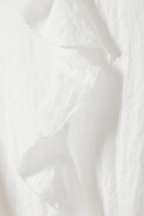 Frilled Tie-Front Top – White Frilled Tie-Front Top – White