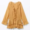 Frilled V-Neck Mini Dress – Mustard Yellow Frilled V-Neck Mini Dress – Mustard Yellow