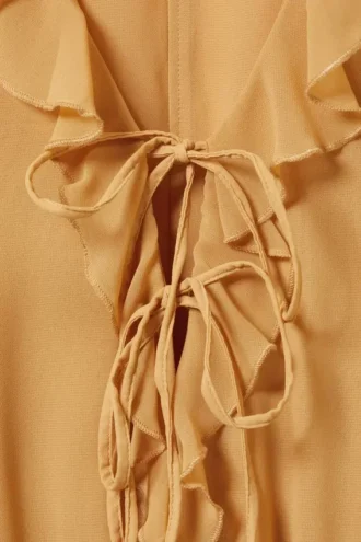 Frilled V-Neck Mini Dress – Mustard Yellow