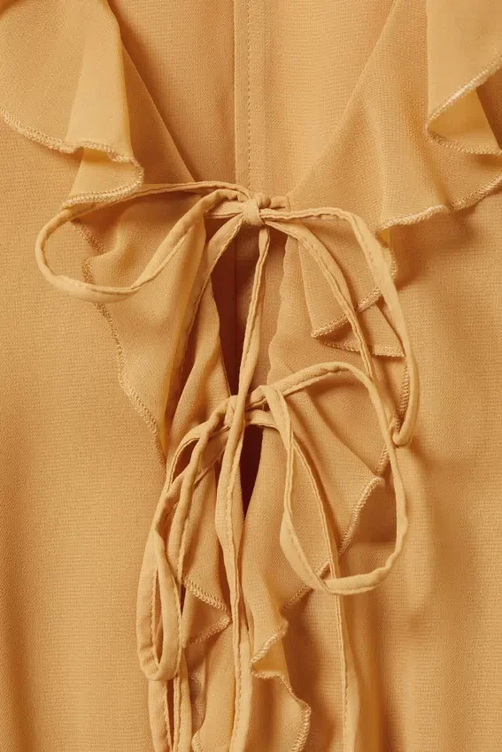 Frilled V-Neck Mini Dress – Mustard Yellow Frilled V-Neck Mini Dress – Mustard Yellow