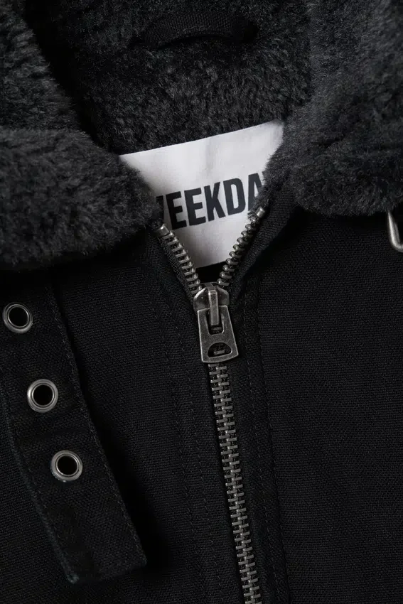 Fur-Lined Canvas Jacket – Black Fur-Lined Canvas Jacket – Black