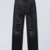 Galaxy Loose Straight Distressed Jeans – Distressed Black