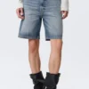 Galaxy Mid Rise Loose Denim Shorts – Blue Horses – Medium Blue Galaxy Mid Rise Loose Denim Shorts – Blue Horses – Medium Blue