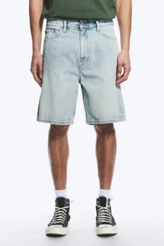 Galaxy Mid Rise Loose Denim Shorts – Dream Blue – Light Blue