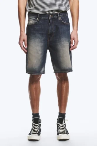 Galaxy Mid Rise Loose Denim Shorts – Laser Blue – Medium Blue