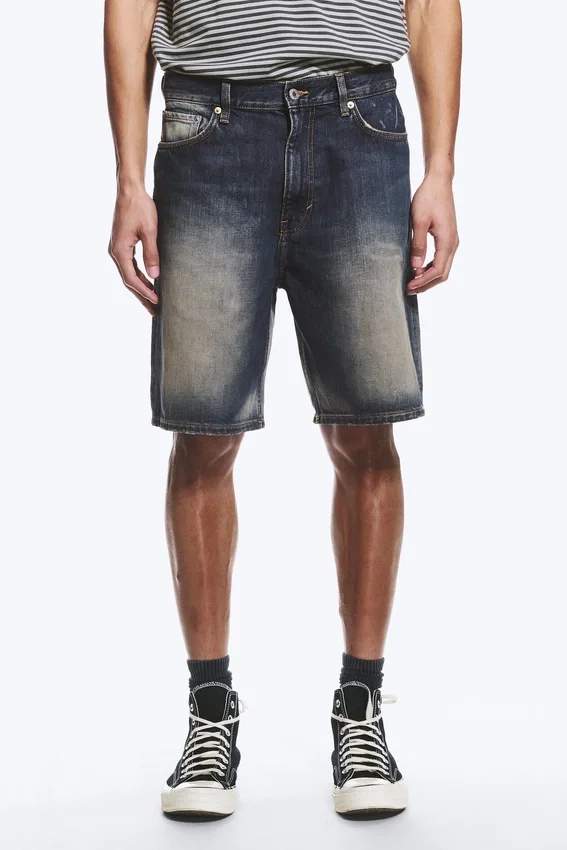 Galaxy Mid Rise Loose Denim Shorts – Laser Blue – Medium Blue Galaxy Mid Rise Loose Denim Shorts – Laser Blue – Medium Blue