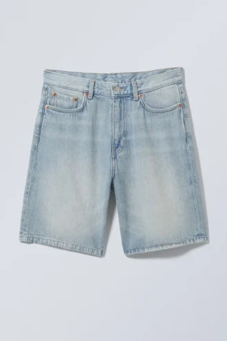 Galaxy Mid Rise Loose Denim Shorts – Lip Blue – Light Blue