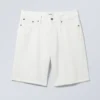Galaxy Mid Rise Loose Denim Shorts – White