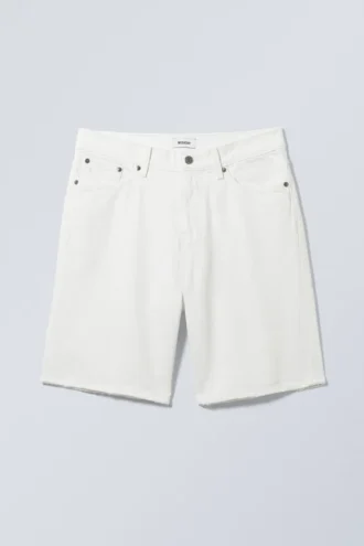 Galaxy Mid Rise Loose Denim Shorts – White