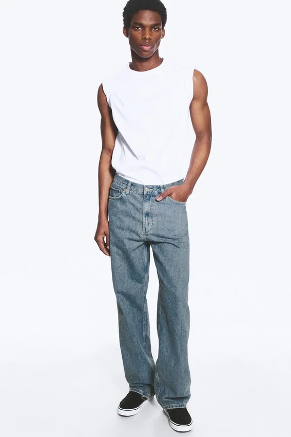 Galaxy Mid Rise Loose Straight Jeans – 2000 Blue – Medium Blue Galaxy Mid Rise Loose Straight Jeans – 2000 Blue – Medium Blue