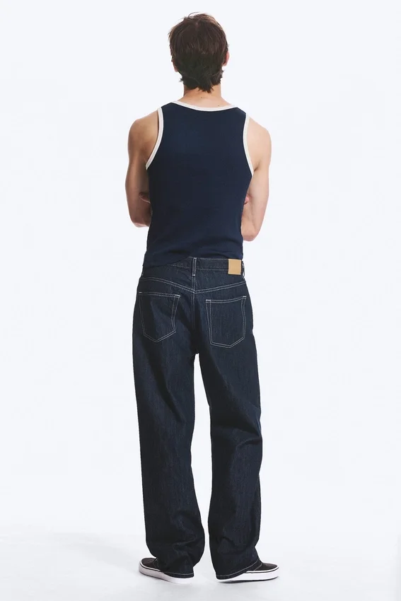 Galaxy Mid Rise Loose Straight Jeans – Blue Rinse – Dark Blue Galaxy Mid Rise Loose Straight Jeans – Blue Rinse – Dark Blue