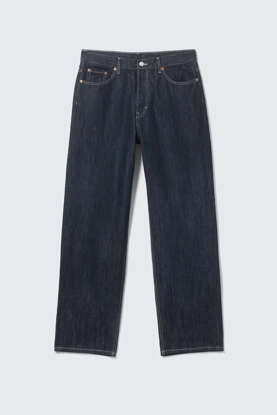Galaxy Mid Rise Loose Straight Jeans – Blue Rinse – Dark Blue Galaxy Mid Rise Loose Straight Jeans – Blue Rinse – Dark Blue