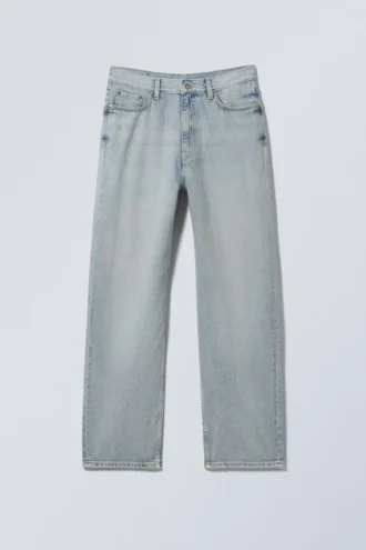 Galaxy Mid Rise Loose Straight Jeans – Brick Blue – Light Blue