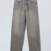 Galaxy Mid Rise Loose Straight Jeans – Clay Grey – Grey