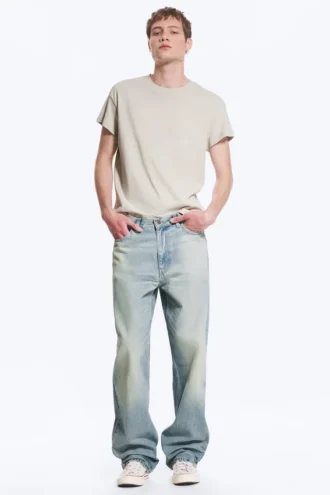Galaxy Mid Rise Loose Straight Jeans – Port Blue – Light Blue