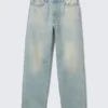 Galaxy Mid Rise Loose Straight Jeans – Port Blue – Light Blue Galaxy Mid Rise Loose Straight Jeans – Port Blue – Light Blue